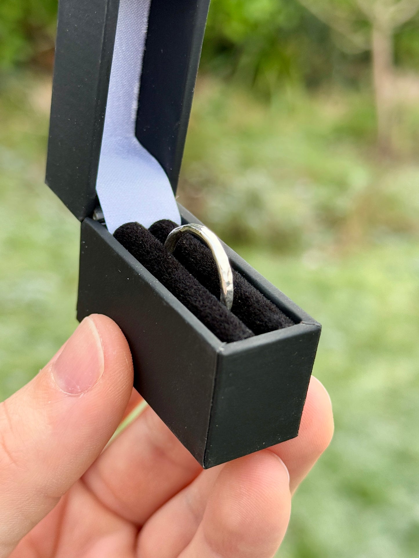 Hammered Sterling Silver Slim Band Ring