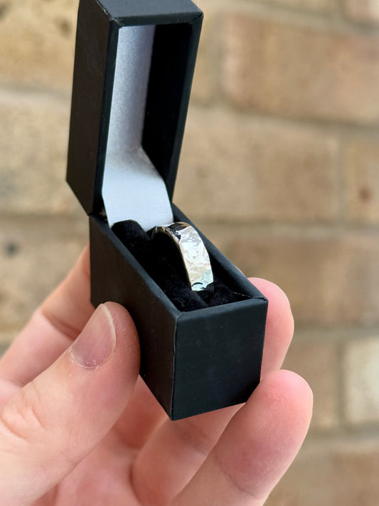 Hammered Sterling Silver Wide Band Ring