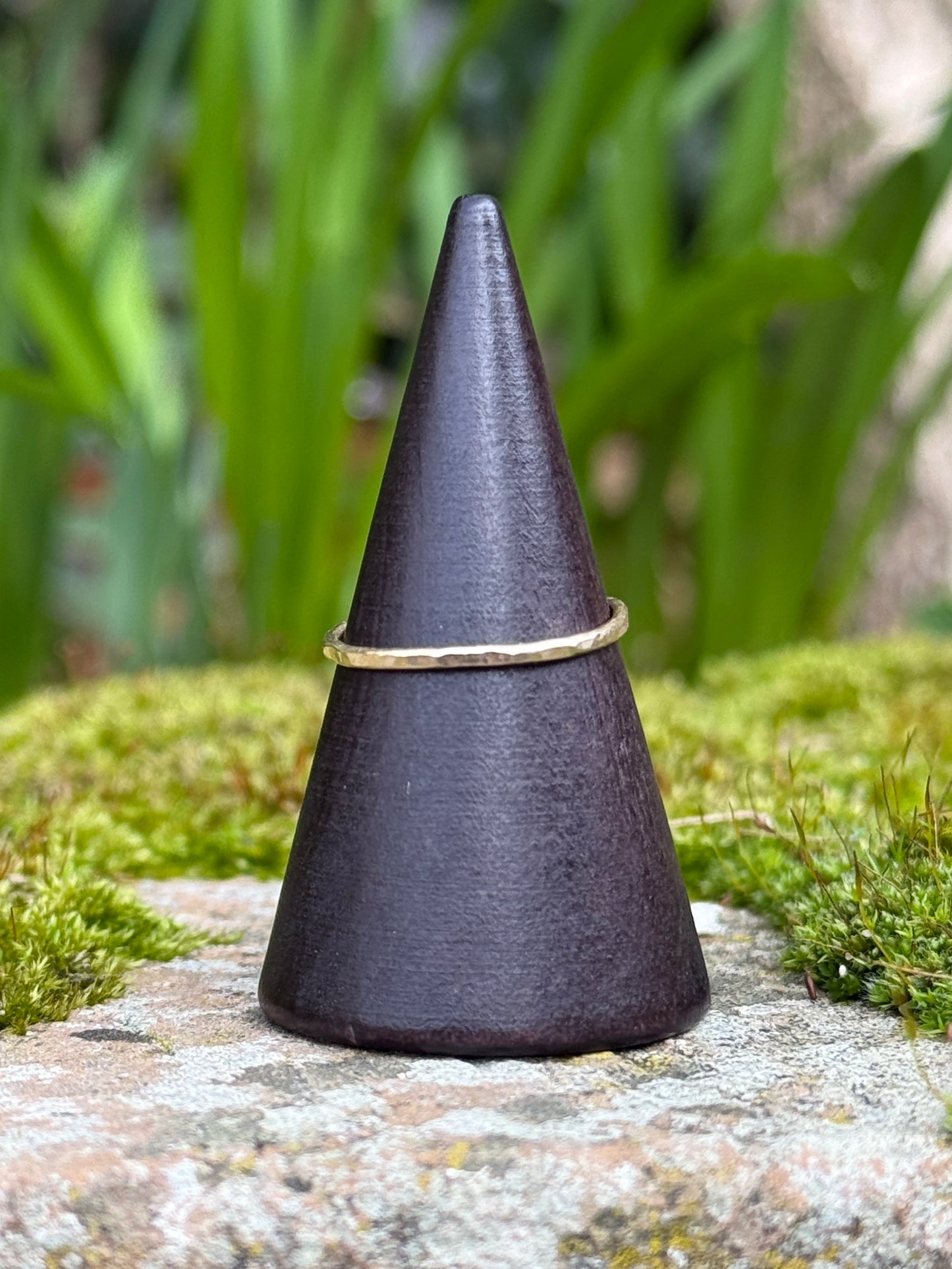 Solid Gold Ring Hammered Texture- 1.2mm Band - 9ct Gold