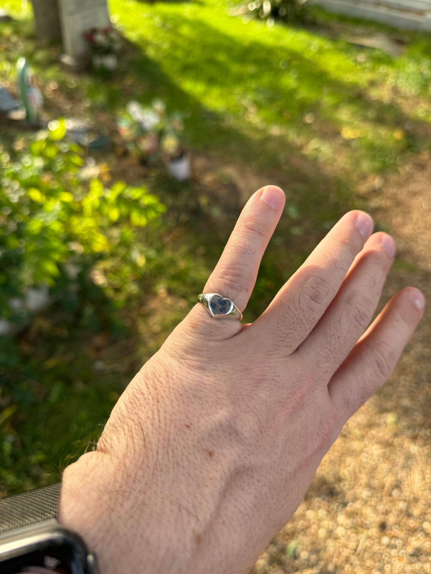 Silver heart signet ring