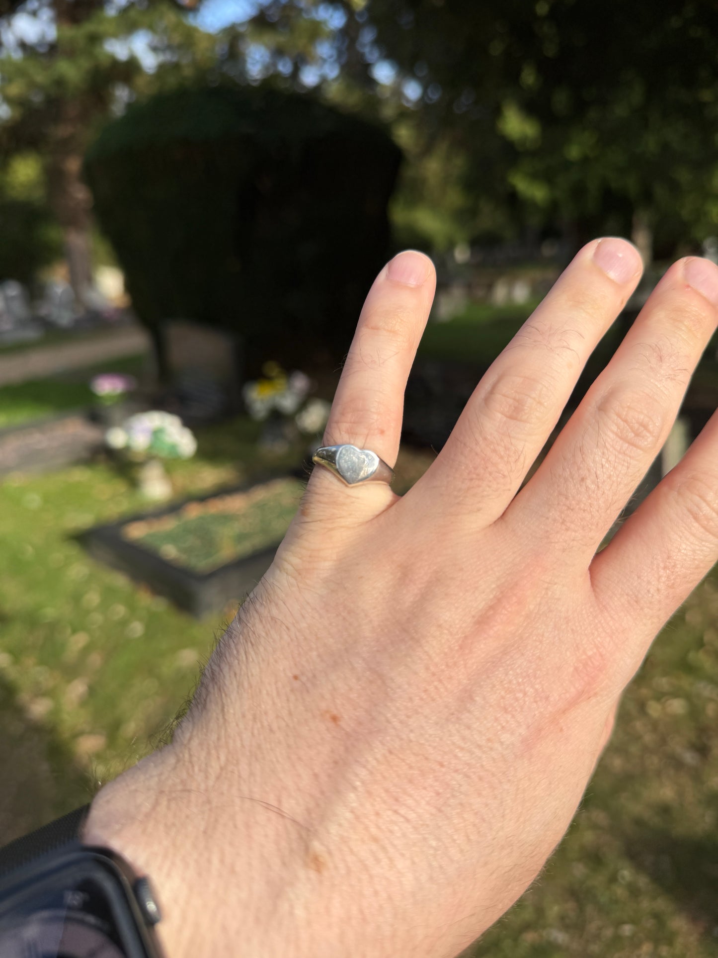 Silver heart signet ring