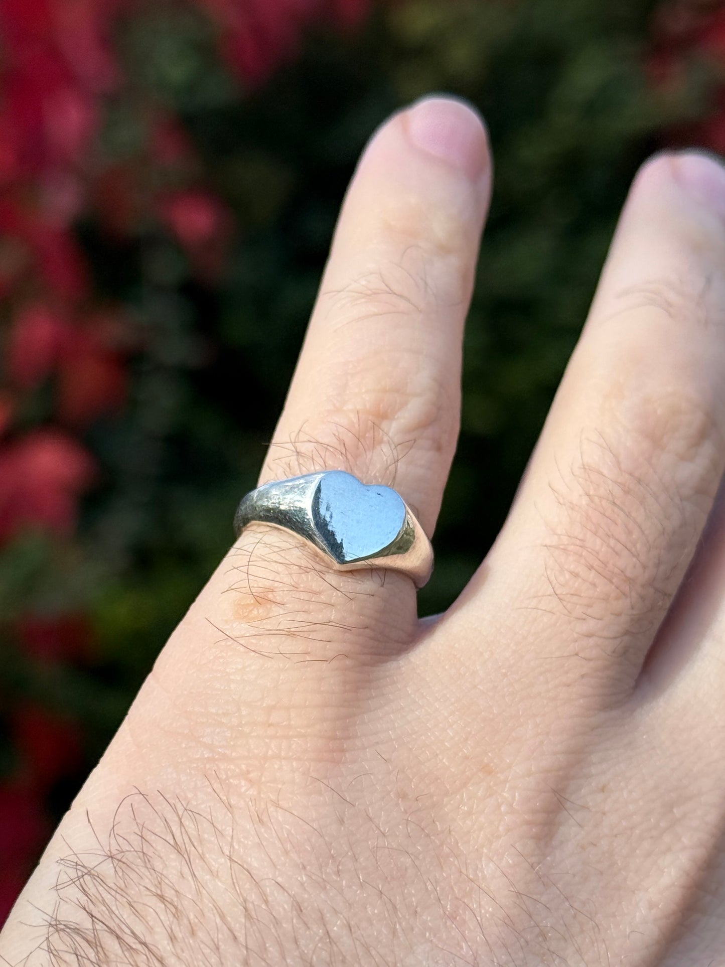 Silver heart signet ring