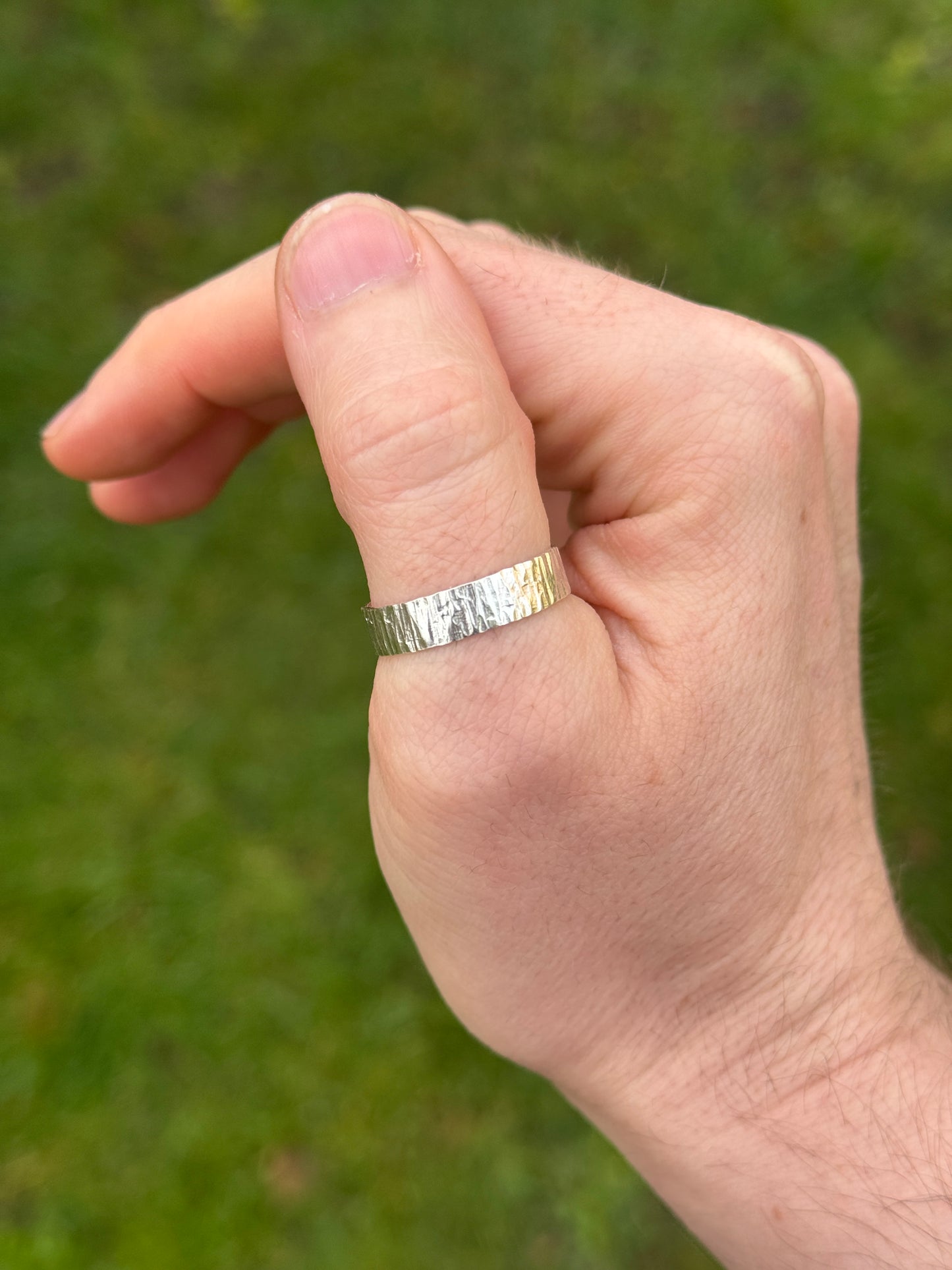 Bark Textured Sterling Silver Wide Ring