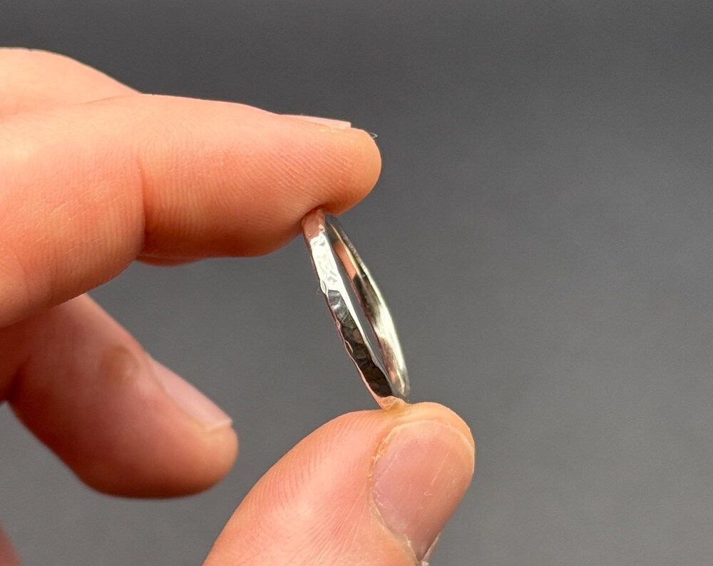 Hammered Sterling Silver Slim Band Ring
