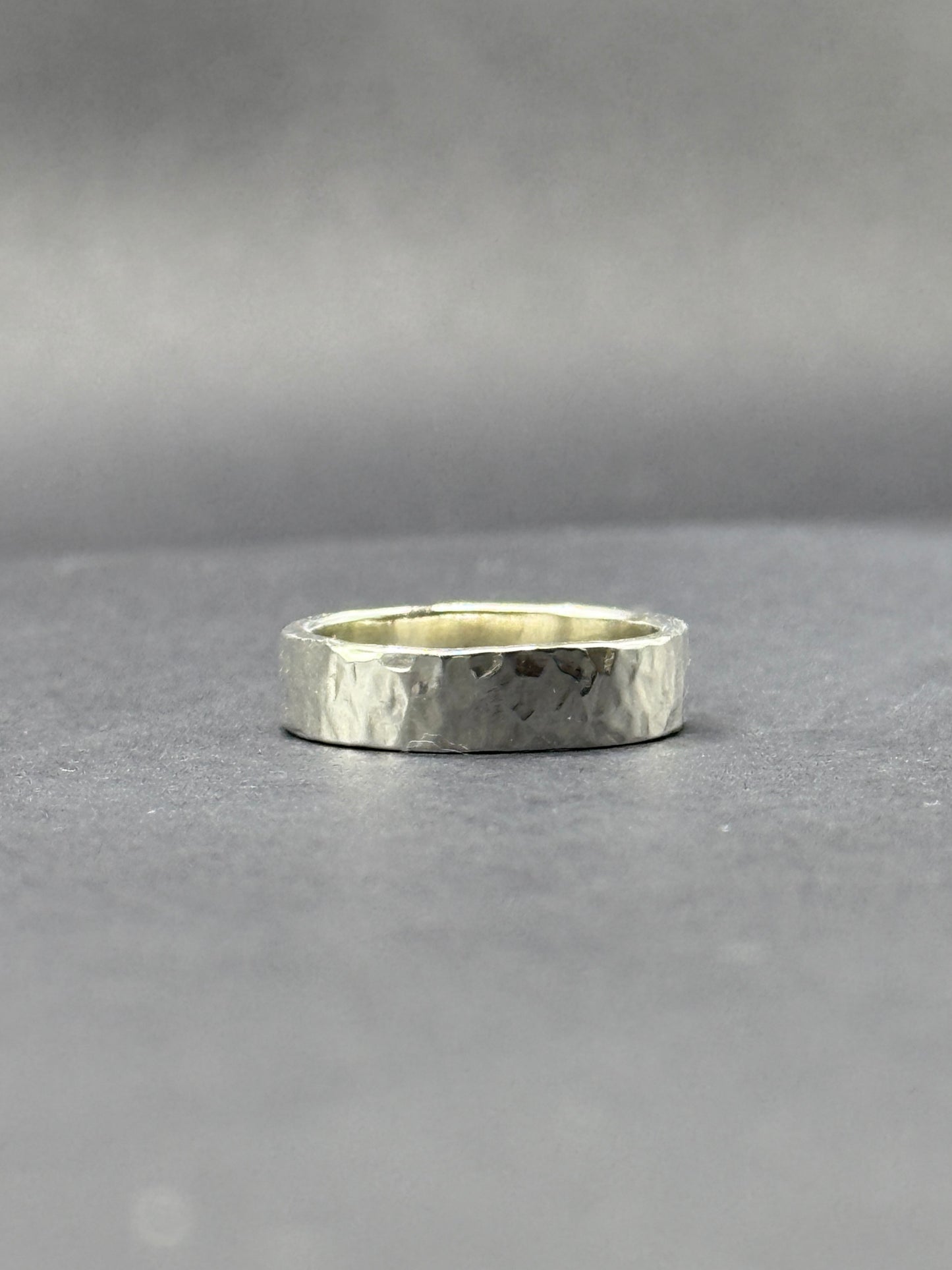 Hammered Sterling silver wide band ring