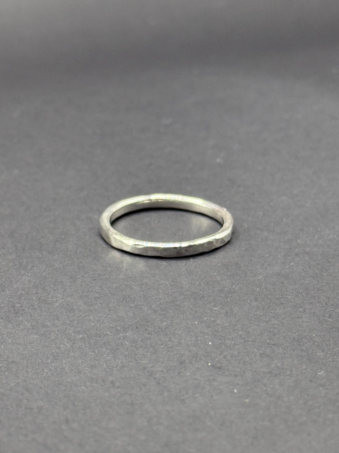 Hammered Sterling silver slim band ring