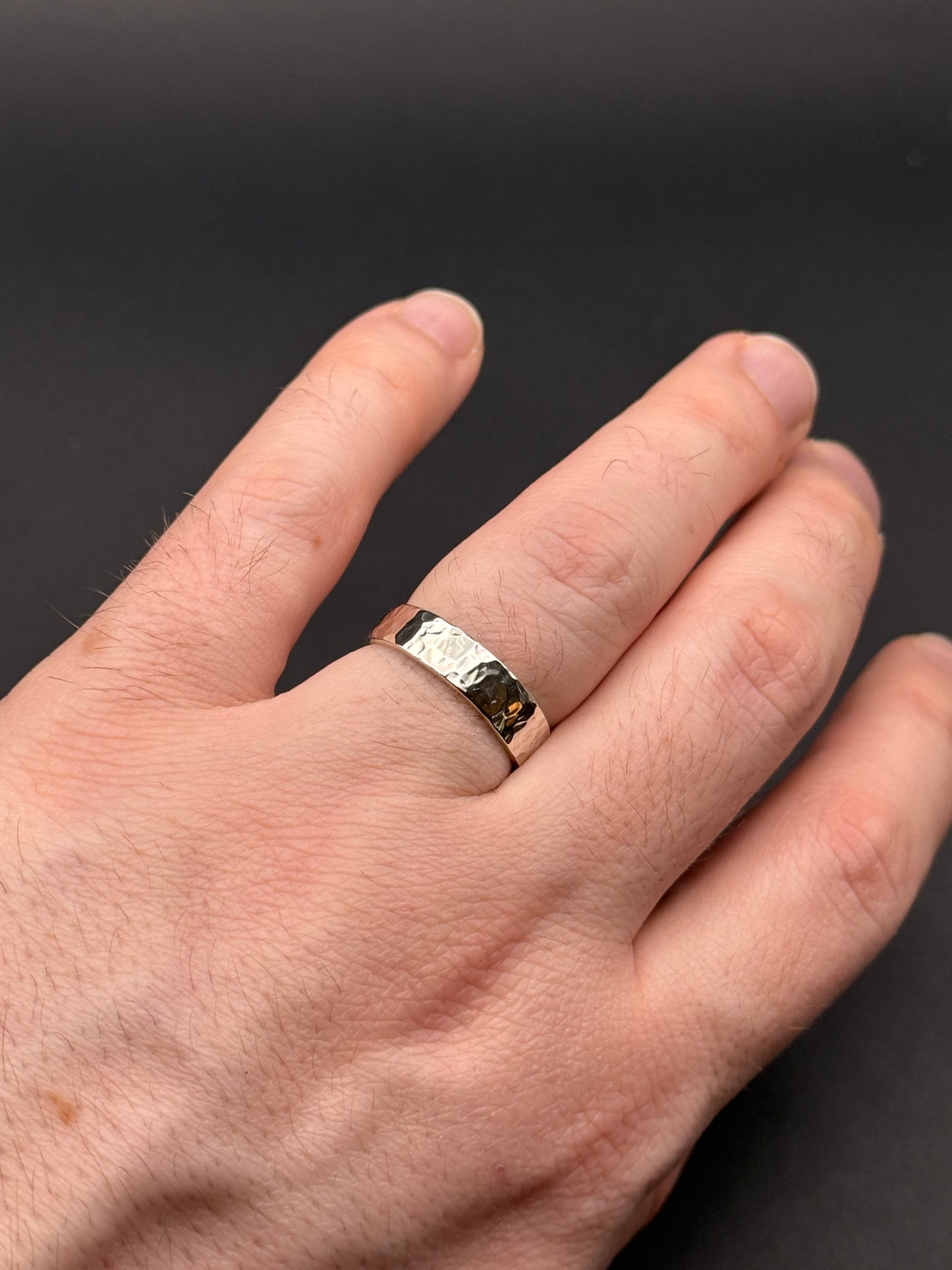 Hammered Sterling silver wide band ring