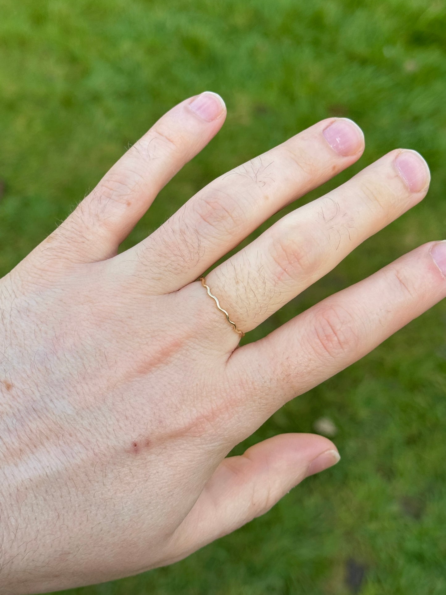 Solid Gold Ring - 1mm Wavy Band - 9ct Gold