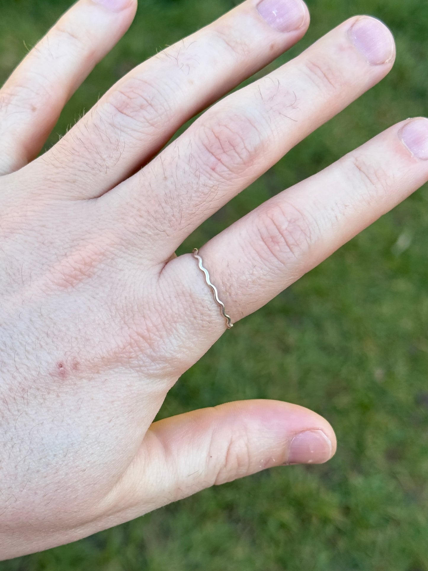 Silver Ring - 1mm Wavy Band - Sterling Silver