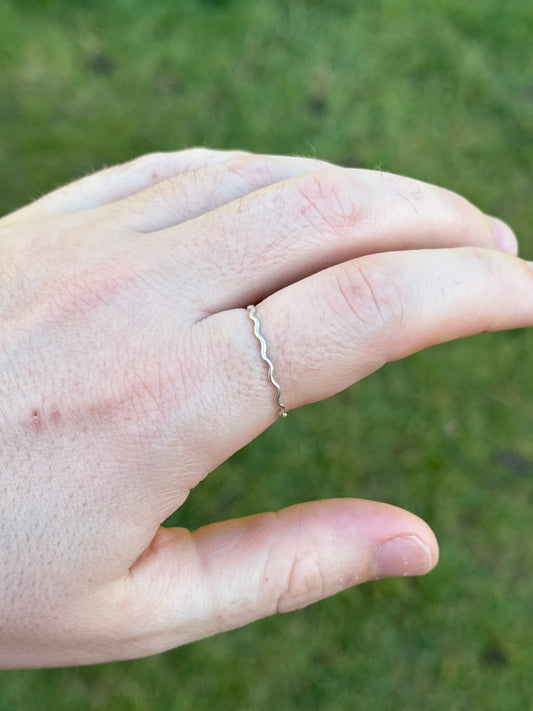 Silver Ring - 1mm Wavy Band - Sterling Silver