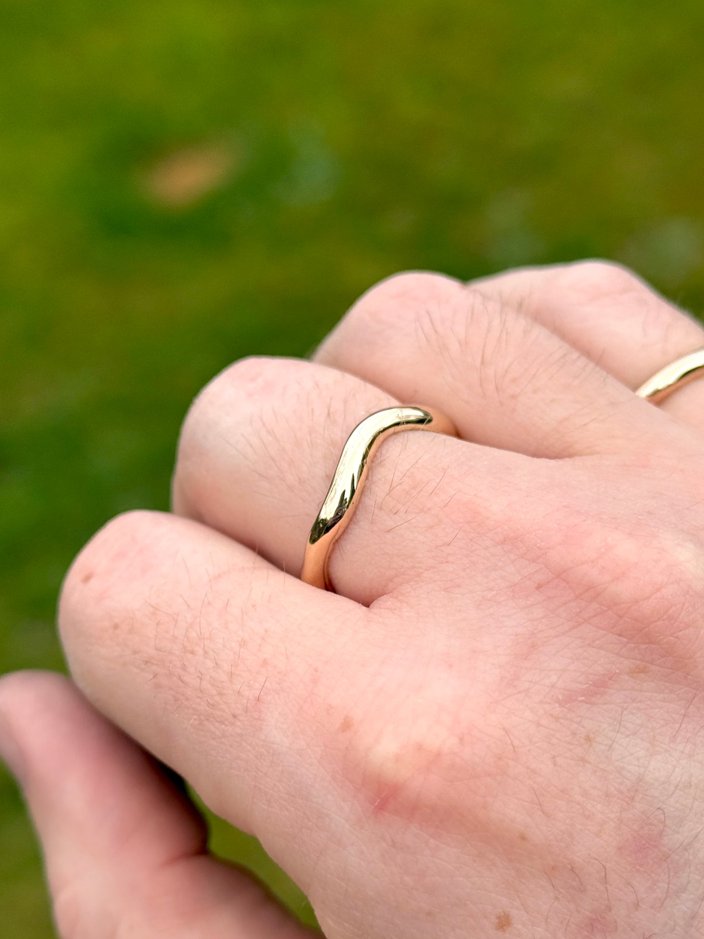Gold wave ring - solid 9ct yellow gold ring - hand cast