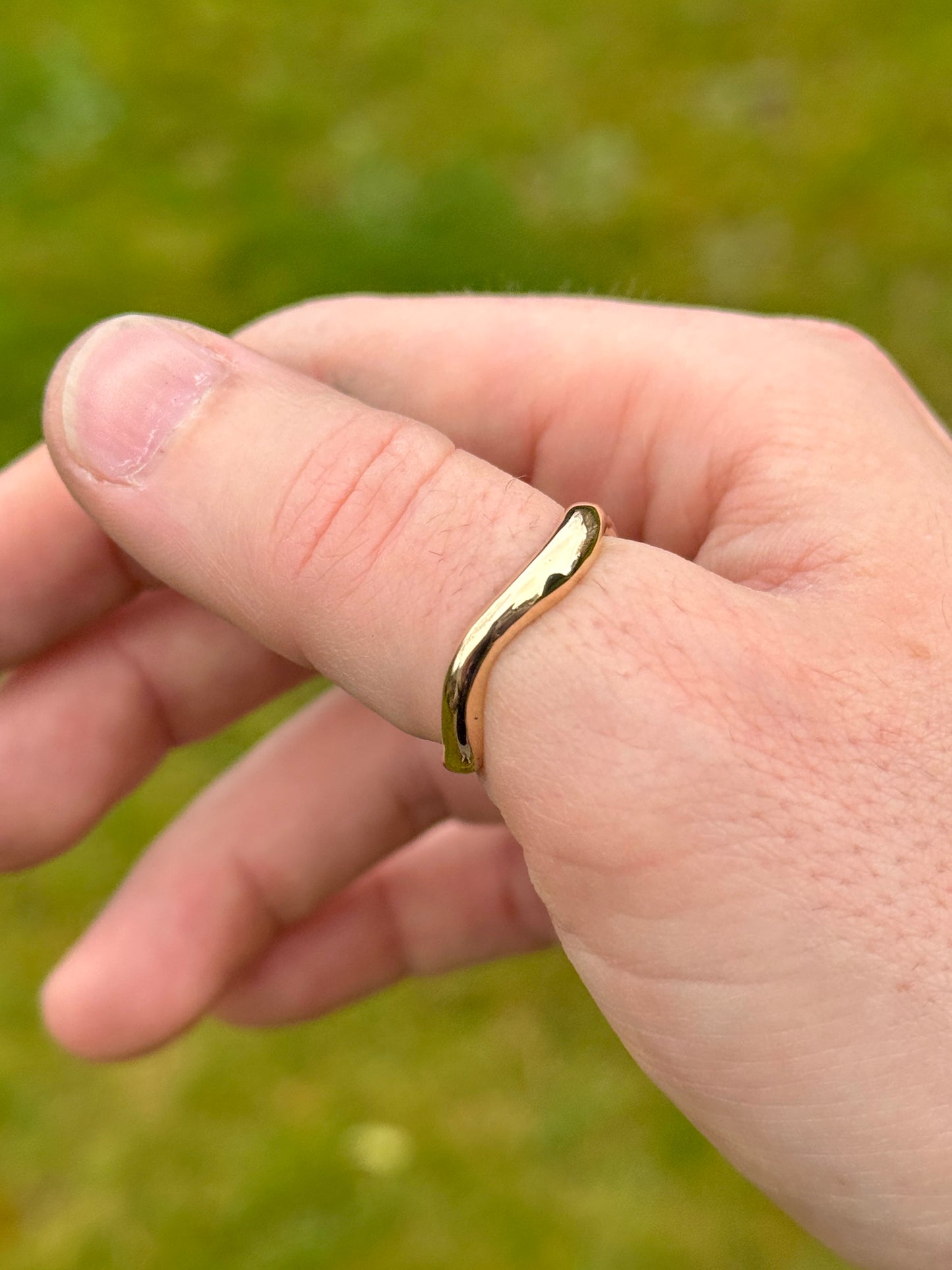 Gold wave ring - solid 9ct yellow gold ring - hand cast