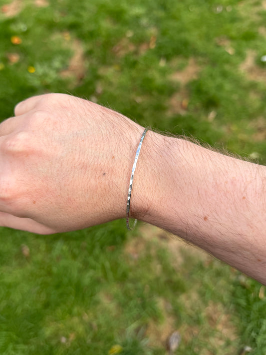 Hammered textured silver bangle