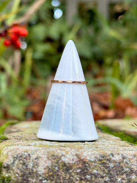 Rose Gold Ring Hammered Texture- 1.2mm Band - 9ct Rose Gold