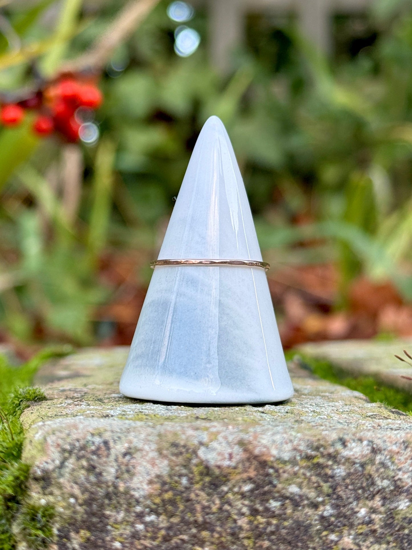 Rose Gold Hammered Textured Ring - 1mm Band - 9ct Rose Gold