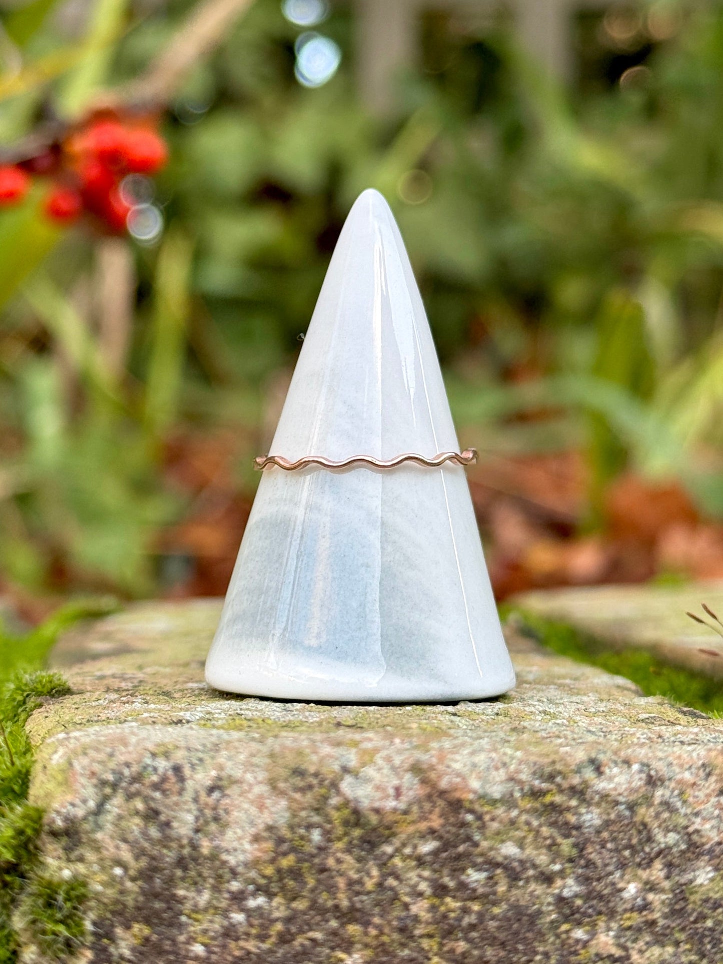 Rose Gold Ring - 1mm Wavy Band - 9ct Rose Gold