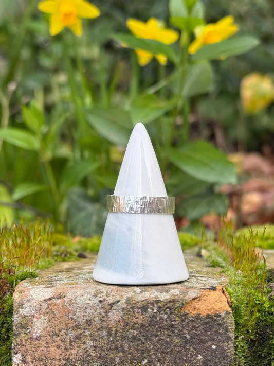 Bark Textured Sterling Silver Wide Ring